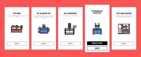onboarding-ikonen der metallbearbeitungsmaschine stellten vektor ein