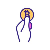 hand och mynt bitcoin ikon vektor. isolerat kontur symbol illustration vektor