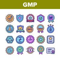 gmp-zertifizierte markensammlungssymbole setzen vektor