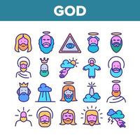 Gud kristen religion samling ikoner uppsättning vektor