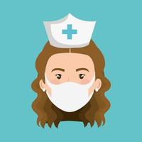 ansikte av sjuksköterska med ansiktsmask isolerad ikon vektor