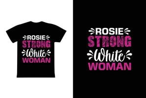 rosie starke weiße frau. Frauentag 8. März T-Shirt-Design-Vorlage vektor