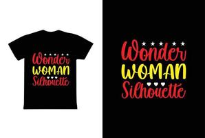 Wunderfrauensilhouette. Frauentag 8. März T-Shirt-Design-Vorlage vektor
