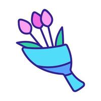 ein blumenstrauß aus drei tulpen symbolvektor. isolierte kontursymbolillustration vektor