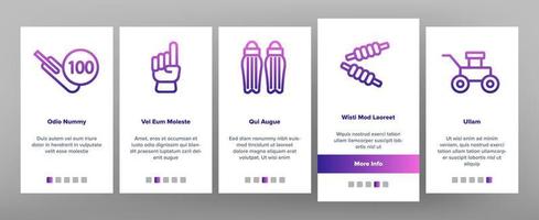 Kricket-Onboarding-Symbole setzen Vektor