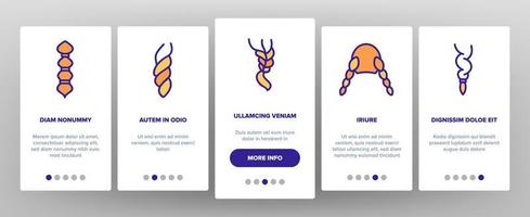 Zopfbrotfrisuren Onboarding-Symbole setzen Vektor