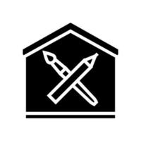 Hausmalerei Bildung Glyphen-Symbol Vektor-Illustration vektor
