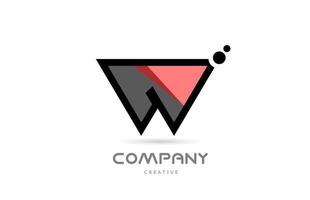 rosa svart w geometrisk alfabet brev logotyp ikon med prickar. kreativ mall för företag och företag vektor