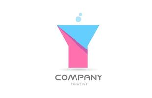 y rosa blaues geometrisches Alphabet-Buchstaben-Logo-Symbol. kreative Vorlage für Unternehmen und Unternehmen vektor