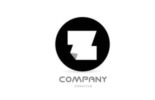 z svart och vit geometrisk alfabet brev logotyp ikon design med vikta hörn. mall design för företag vektor