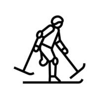 Skifahren Behinderter Athlet Symbol Leitung Vektor Illustration