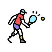 Tennis spielen behinderte Athleten Farbsymbol Vektor Illustration