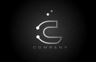 svart vit grå c punkt linje alfabet brev logotyp ikon design. kreativ mall för företag och företag vektor