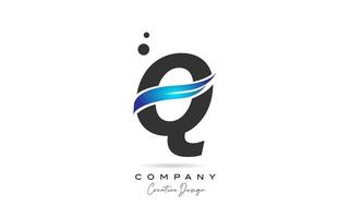 q grå blå prickar alfabet brev logotyp ikon. kreativ mall för företag och företag vektor