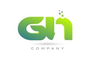 fogade gn alfabet brev logotyp ikon kombination design med prickar och grön Färg. kreativ mall för företag och företag vektor