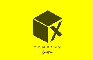 gul svart x brev alfabet brev logotyp ikon design. kreativ kub design mall för företag och företag vektor