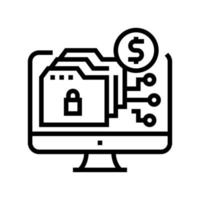 Ransomware cyber brottslighet linje ikon vektor illustration