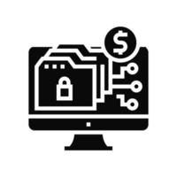 Ransomware cyber brottslighet glyf ikon vektor illustration