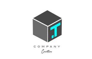 t graues Würfelbuchstabe-Logo-Symbol in blauer Farbe. kreative Designvorlage für Unternehmen und Unternehmen vektor
