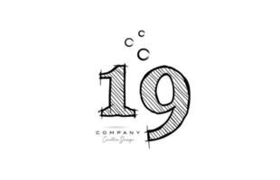 handzeichnung nummer 19 logo symbol design für unternehmensvorlage. kreatives Logo im Bleistiftstil vektor