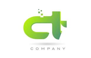 Verbundenes ct-Alphabet-Buchstaben-Logo-Symbol-Kombinationsdesign mit Punkten und grüner Farbe. kreative Vorlage für Unternehmen und Unternehmen vektor