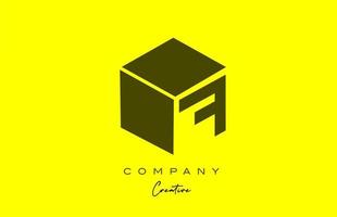 gul svart f brev alfabet brev logotyp ikon design. kreativ kub design mall för företag och företag vektor