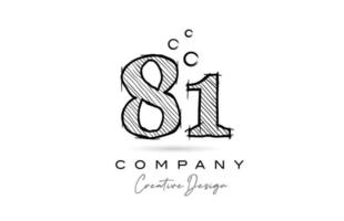 Handzeichnung Nummer 81 Logo Icon Design für Firmenvorlage. kreatives Logo im Bleistiftstil vektor