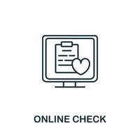 Online-Check-Symbol aus der Health-Check-Sammlung. Einfaches Online-Check-Symbol für Vorlagen, Webdesign und Infografiken vektor