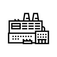 fabrik industriell byggnad linje ikon vektor illustration