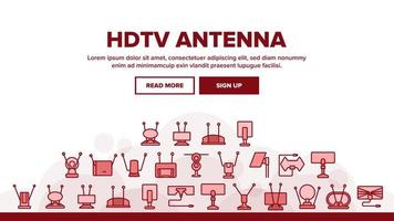 hdtv-antennengerät landeheadervektor vektor