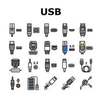 uSB kabel- och hamn inköp ikoner uppsättning vektor