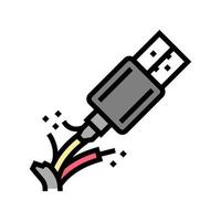 gebrochenes Kabel USB-Farbsymbol-Vektorillustration vektor