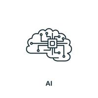 ai-Symbol aus der Sammlung maschinellen Lernens. einfaches Linien-AI-Symbol für Vorlagen, Webdesign und Infografiken vektor