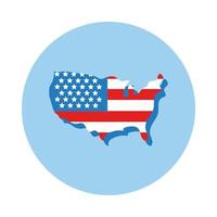 USA Karte mit Flag Block Stil vektor