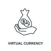Symbol für virtuelle Währung. kreatives einfaches symbol aus der fintech-sammlung. Liniensymbol für virtuelle Währungen für Vorlagen, Webdesign und Infografiken vektor