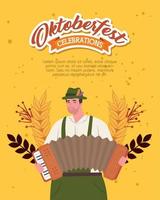 oktoberfest man tecknad med traditionell tyg och dragspel vektor design