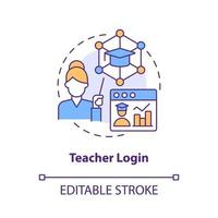 lärare logga in begrepp ikon. tilldela uppgifter. inlärning förvaltning systemet tillgång abstrakt aning tunn linje illustration. isolerat översikt teckning. redigerbar stroke. arial, myriad pro-bold typsnitt Begagnade vektor