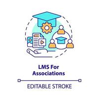 Symbol für das Konzept des Lernmanagementsystems für Verbände. lms-bereitstellungsoption abstrakte idee dünne linienillustration. isolierte Umrisszeichnung. editierbarer Strich. Arial, unzählige pro-fette Schriftarten verwendet vektor