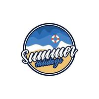 Logo-Design der Sommerstrandszene vektor