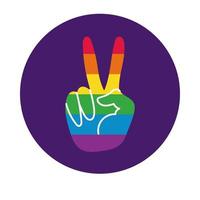 Hand machen Friedenssymbol mit Homosexuell Stolz Flagge Block-Stil vektor