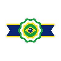 Brasilien flagga tätning stämpel platt stilikon vektor
