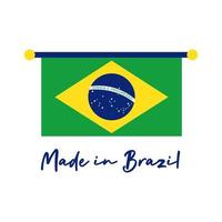 gjord i brasiliansk banner med flagghängning vektor