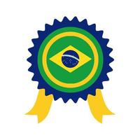 Brasilien Flagge Siegelstempel flache Stilikone vektor