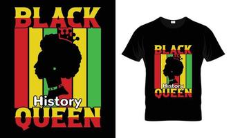 svart historia drottning t-shirt design vektor