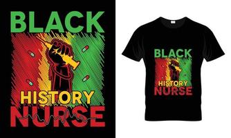 svart historia sjuksköterska t-shirt design vektor