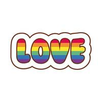kärleksord med gay pride-färger vektor
