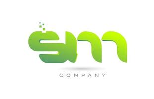 fogade sm alfabet brev logotyp ikon kombination design med prickar och grön Färg. kreativ mall för företag och företag vektor