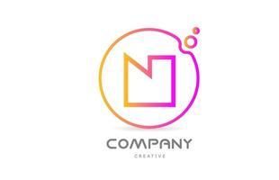 geometrisk n brev alfabet logotyp ikon med cirkel och bubblor. kreativ mall för företag och företag vektor