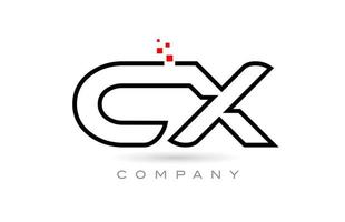 cx verbundenes Alphabet-Buchstaben-Logo-Symbol-Kombinationsdesign mit Punkten und roter Farbe. kreative Vorlage für Unternehmen und Unternehmen vektor