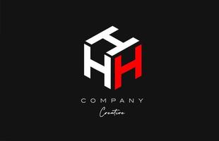 h röd vit tre brev kub alfabet brev logotyp ikon design. kreativ mall för företag och företag vektor